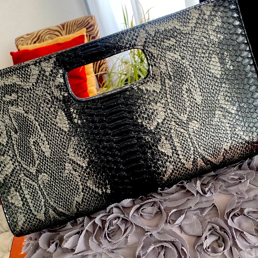 Snake skin clutch